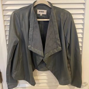 Blue/grey faux leather coat